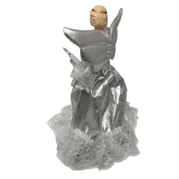 Holiday Light Up Angel Silver Wings and Dress Christmas Vintage Figurine - Picture 7 of 11